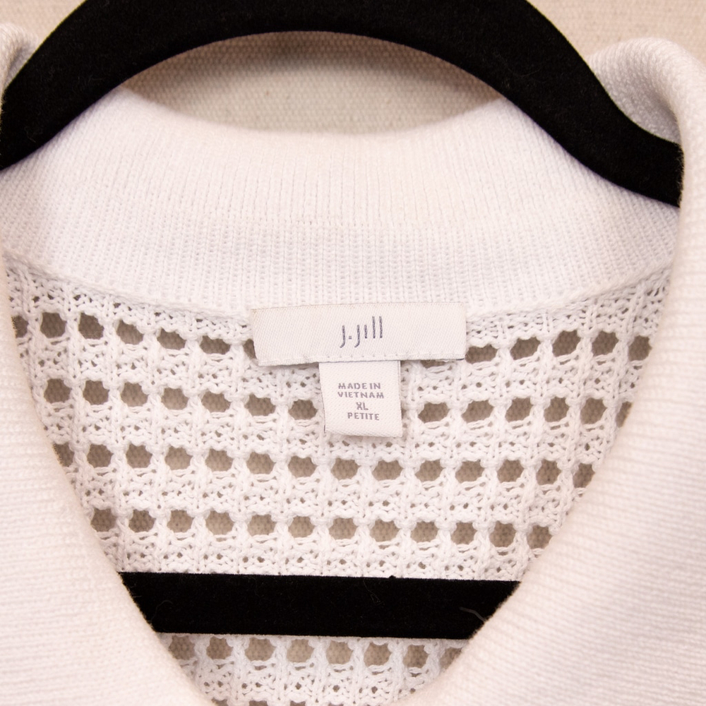 J. Jill open knit button down white cardigan-XL P - Picture 3 of 4